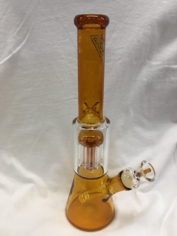 Red Eye Glass 11" Tall Dual Chamber Beaker Tube w/ 8 Arm Tree Perc