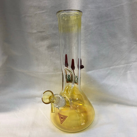 Red Eye 9" Tall Glass on Glass Mushroom Tube w/ Beaker Base & Ice Catcher