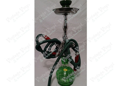 Tall Green Double Hose Hookah w/Floral Bulb