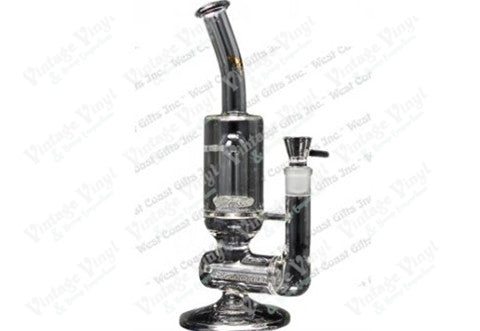 Red Eye Tek 12" Tall 5MM Thick Silver Hercules Stemless Lazy Boy Tube w/ Inline Perc, Showerhead Perc
