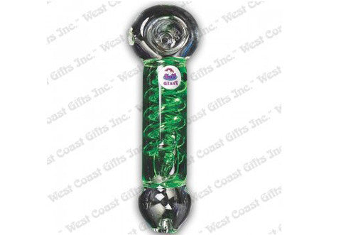 Lit Glass Green Glow Freezer Coil Hand Pipe