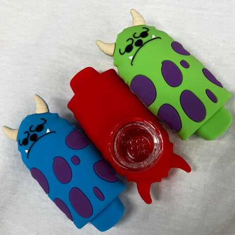 LIT Silicone 3" Monster Hand Pipe with Glass Bowl