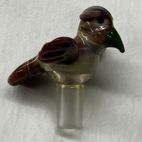 14mm Brown, White, and Grey Bird Bowl