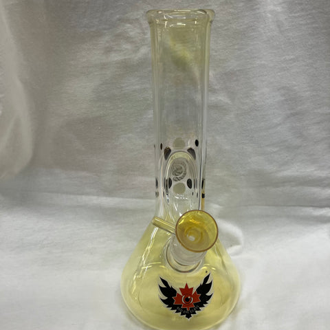 Red Eye Glass 9" White and Black Abstract Tube w/ Beaker Base