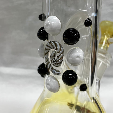 Red Eye Glass 9" White and Black Abstract Tube w/ Beaker Base