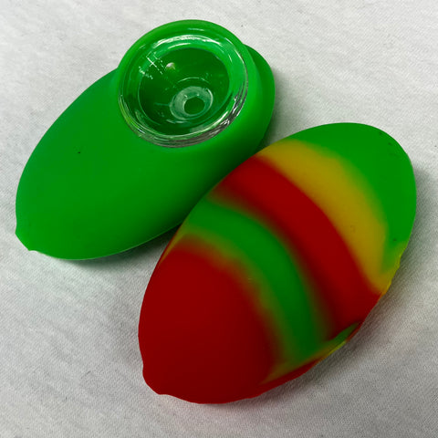 LIT Silicone 2.75" Egg Hand Pipe with Glass Bowl