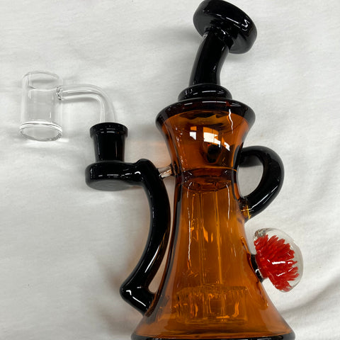 Red Eye Glass 8" Flat Mouth Phat Flower Concentrate Rig