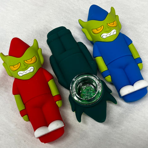 LIT Silicone 3" Goblin Hand Pipe with Glass Bowl