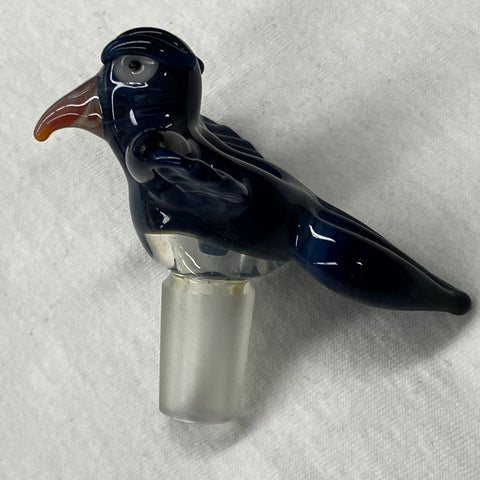 14mm Blue, Black, and White Bird Bowl