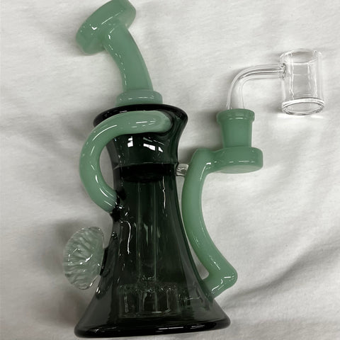 Red Eye Glass 8" Flat Mouth Phat Flower Concentrate Rig