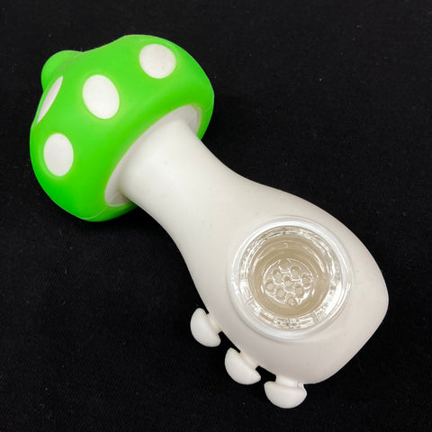 LIT Silicone 4.5" Mushroom Hand Pipe with Glass Bowl