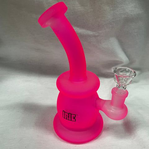 Irie 7.5” Tall Day Glow Frosted Round Bubbler Bong