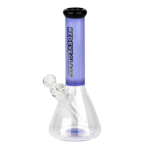 Red Eye Glass 9.5" Tall Nollie Beaker Tube w/ Black Mouthpiece