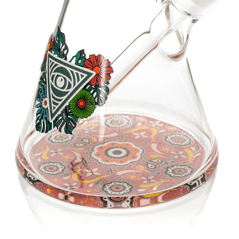 Red Eye Glass 15” Tall 7mm Thick Sugar Skull Glow-in-the-Dark Beaker