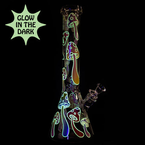Red Eye Glass 15" Tall Glow-in-the-Dark Mushroom Magic Beaker Base