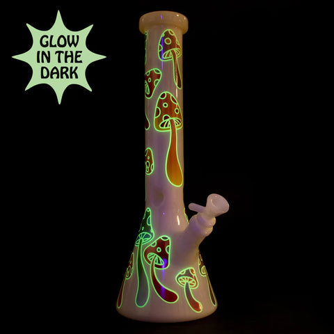 Red Eye Glass 15" Tall Glow-in-the-Dark Mushroom Magic Beaker Base