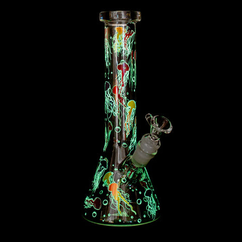 Red Eye Glass 10" Jellyfish Glow-in-the-Dark Beaker