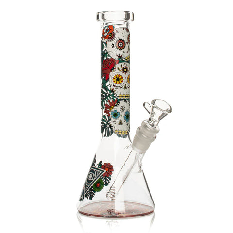 Red Eye Glass 10" Sugar Skull Glow-in-the-Dark Beaker