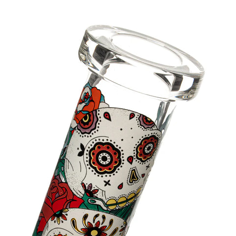 Red Eye Glass 10" Sugar Skull Glow-in-the-Dark Beaker