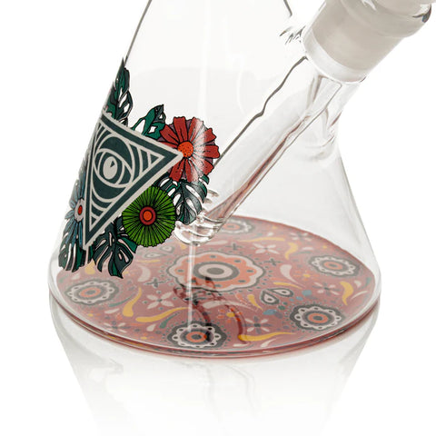 Red Eye Glass 10" Sugar Skull Glow-in-the-Dark Beaker