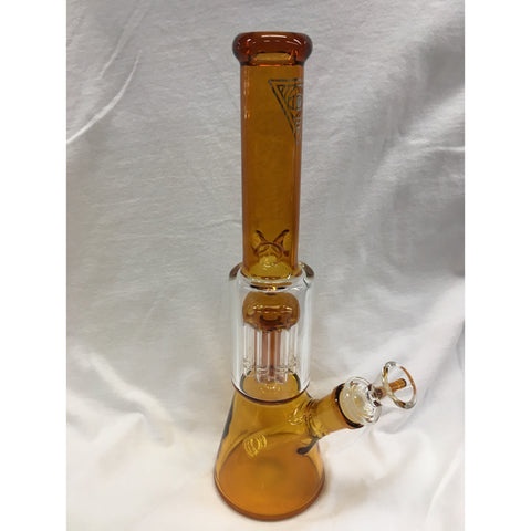 Red Eye Glass 11" Tall Dual Chamber Beaker Tube w/ 8 Arm Tree Perc