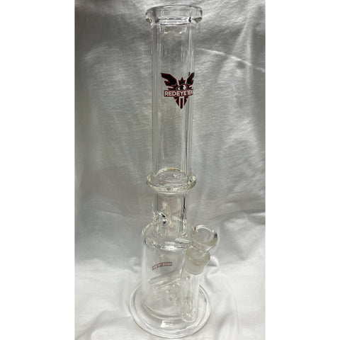 Red Eye Tek 17" Tall 7MM Thick Red Signature Stemless Tube w/ Inline Barrel Perc, Ice Pinch