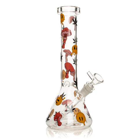 Red Eye Glass 10" Smiley Shrooms