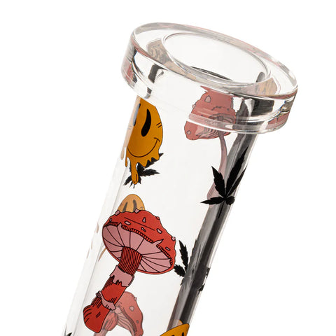 Red Eye Glass 10" Smiley Shrooms
