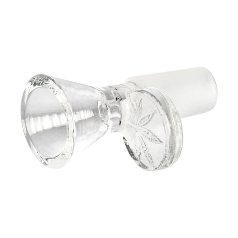 Red Eye Glass 14mm Leaf Stamped Handle Cone Pull-Out