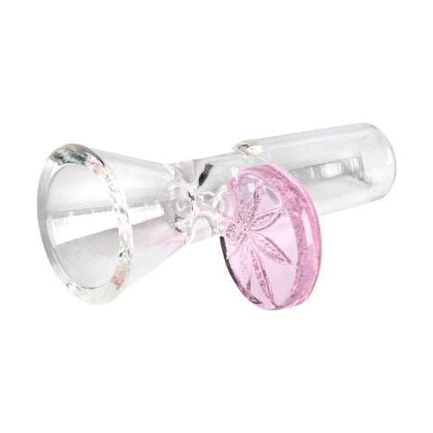 Red Eye Glass 14mm Leaf Stamped Handle Cone Pull-Out