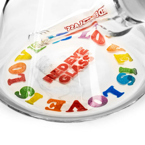 Red Eye Glass 12" 7mm Thick Rainbow Love Beaker Base