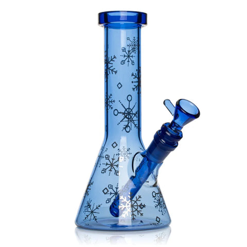 Red Eye Glass 8.5" Sapphire Blue Winter Wonderland Beaker Base