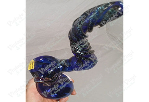 Custom Shine Clear Blue w/ Dichro Swirl Wrap Sherlock Bubbler