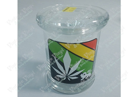 Rasta Leaf Crest Glass Jar
