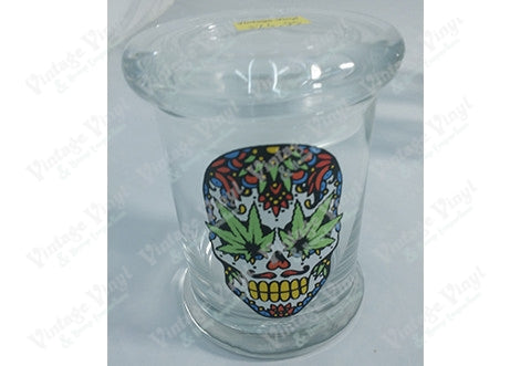 Sugar Leaf Skull Glass Jar