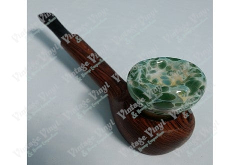 Wood Pipe With Green and White Glass Top