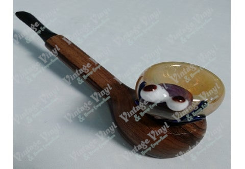 Wood Pipe With Clear Yellow Glass Top with Glass Spider