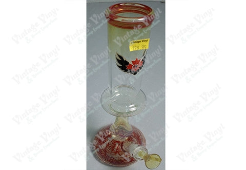 Red & Yellow Glass-On-Glass Hourglass Tube w/ Ice Chamber and 14 mm Bowl