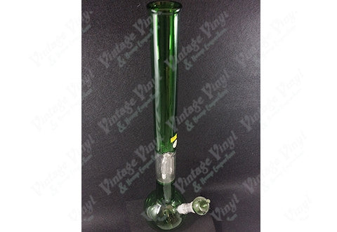 22.5" Tall Green Large Straight Tube Clear Percolator w/ Ice Catcher and Glass on Glass Bowl