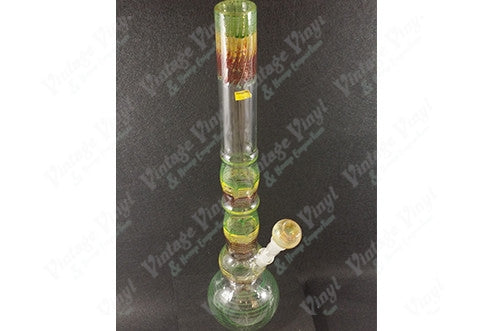 22.5" Clear Rasta Striped Straight Tube w/ Glass on Glass Bowl