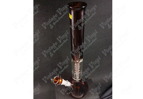 18" Tall Amber W/ Spiral Chambered Tube w/ Ice Catcher and Glass on Glass Bowl