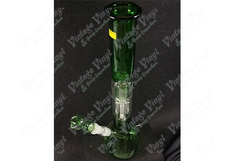 17.5" Tall Straight Tube w/ Tree Perculator and Splash Guard and Ice Catcher and Glass on Glass Bowl