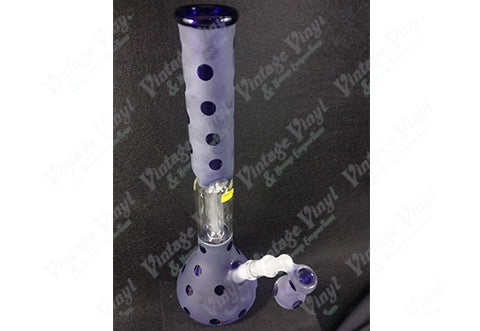 17" Tall Frosted Polka Dot Tube w/ Glass on Glass Ashcatcher Bowl