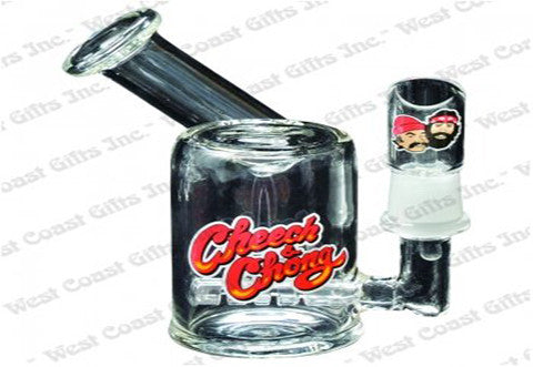 Cheech & Chong Glass 4" Tall Cheborneck Mini Concentrate Bubbler w/Inline Perc & 14mm Joint
