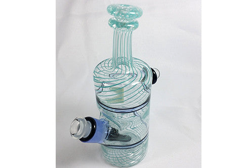 Nish Transparent With Blue Swirl Bottle JT Glass Colab Rig
