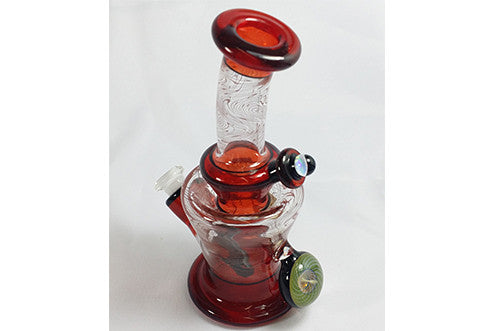 Nish Transparent With Red Swirl and Markings Bottle Rig