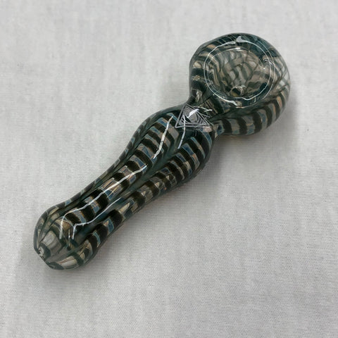 Red Eye Glass 3.75" Feathered Hand Pipe