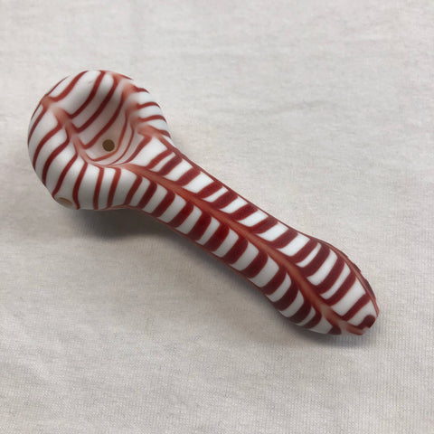 Red Eye Glass 4" Frosted Feather Hand Pipe