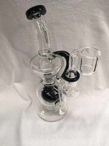 Red Eye Glass 7" Tall Meridian Concentrate Recycler w/UFO Perc & Quartz Banger