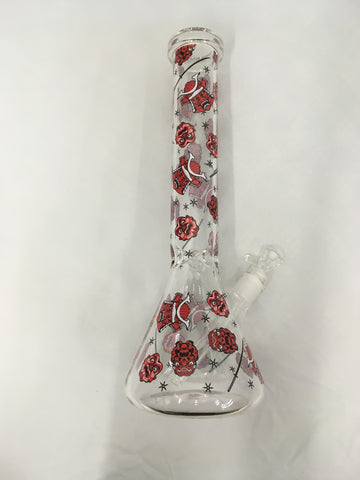 Red Eye Glass 15” Tall Kabuki Beaker Tube